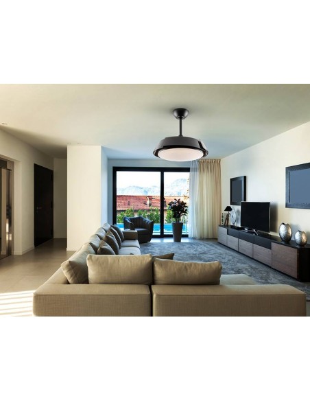 SCHULLER VENTILADOR de techo ENZO 53/106 cm. Aspas retractiles. Negro.