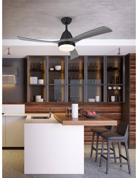 SCHULLER VENTILADOR DE TETO ASPAS 132 cm. PRETO e CINZA