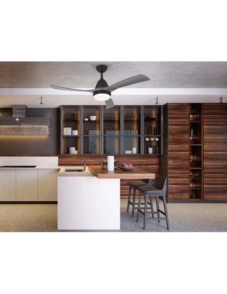 SCHULLER VENTILADOR DE TETO ASPAS 132 cm. PRETO e CINZA