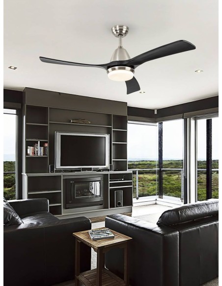 SCHULLER VENTILADOR DE TETO ASPAS 132 cm. NIQUEL e PRETO,