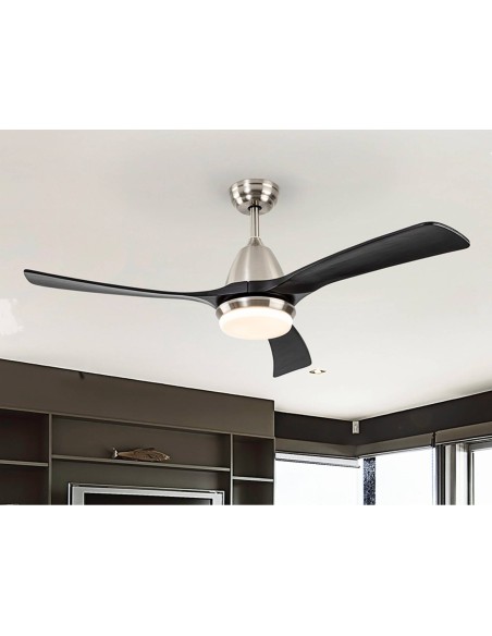 SCHULLER VENTILADOR DE TECHO ASPAS 132 cm. NIQUEL y NEGRO,