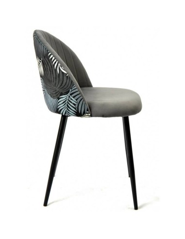 Silla JUNGLE, metal, tapizado velvet gris con...