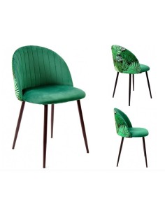 Cadeira JUNGLE, metal, estofamento em veludo verde com...