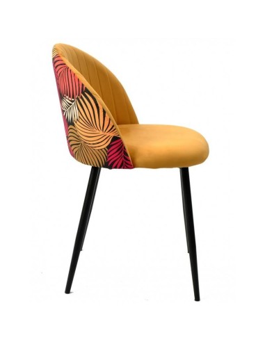 Silla JUNGLE, metal, tapizado velvet amarillo...