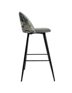 Banqueta JUNGLE 75, metal, estofamento em veludo cinza...