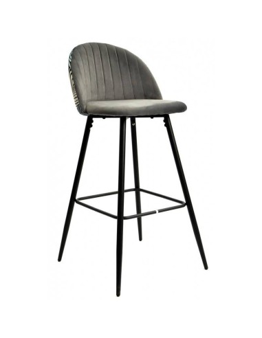 Taburete JUNGLE 75, metal, tapizado velvet gris...
