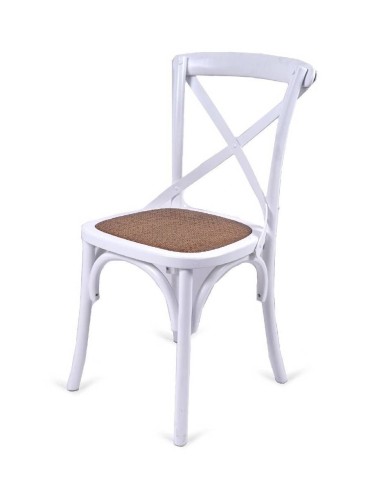 SILLA COMEDOR VINTAGE CROSS, MADERA DE OLMO en BLANCO