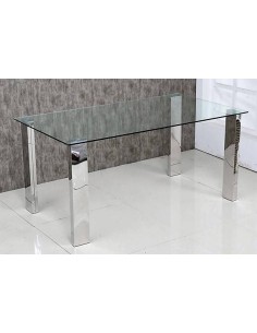 Mesa De Comedor Bety 160x90, Cristal, Cromado 2