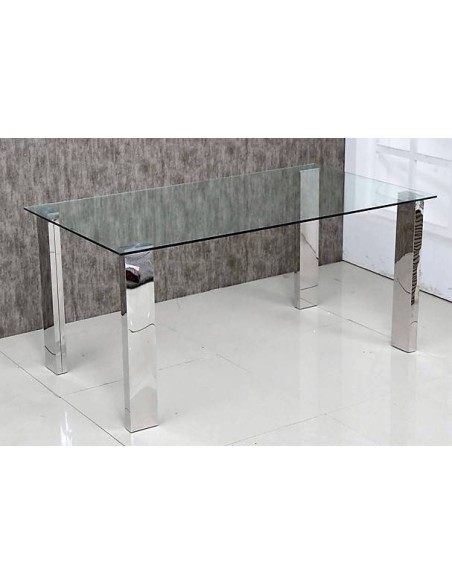 Mesa de sala de jantar) 160x90, vidro, cromado