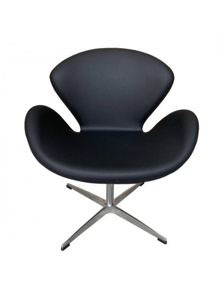 Sillón giratorio Cisne de cuero sintético color Negro