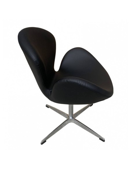 Sillón giratorio Cisne de cuero sintético color Negro