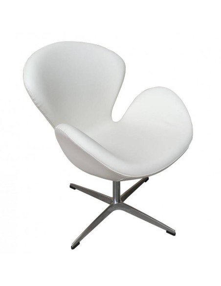 Sillón giratorio Cisne en cuero sintético color blanco
