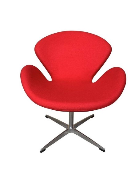 Sillón giratorio Cisne tela cashmere rojo