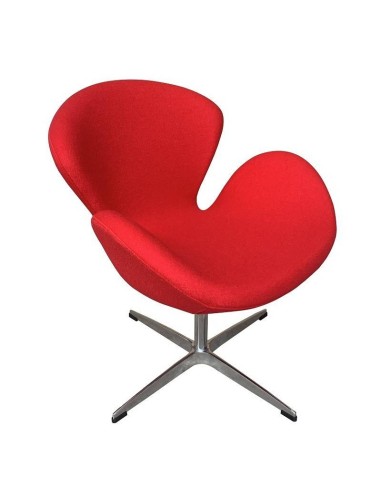 Sillón giratorio Cisne tela cashmere rojo