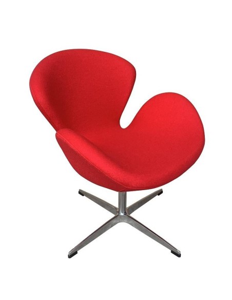 Sillón giratorio Cisne tela cashmere rojo