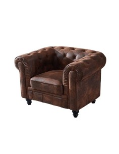 Poltrona CHESTER, imitação pele castanha vintage