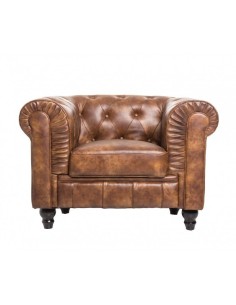 Sillón CHESTER, similpiel cuero viejo marrón 2
