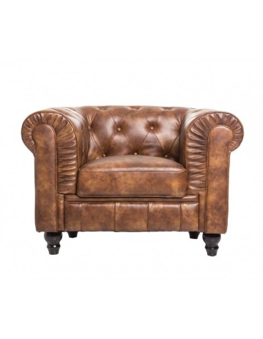 Sillón CHESTER, similpiel cuero viejo marrón