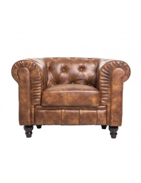Sillón CHESTER, similpiel cuero viejo marrón