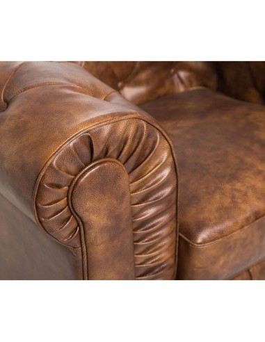 Sillón CHESTER, similpiel cuero viejo marrón