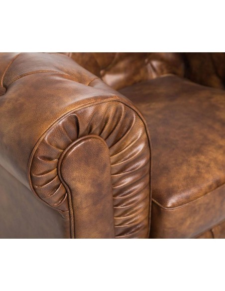 Sillón CHESTER, similpiel cuero viejo marrón
