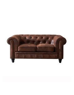 Sofá CHESTER, 2 lugares, couro sintético marrom vintage