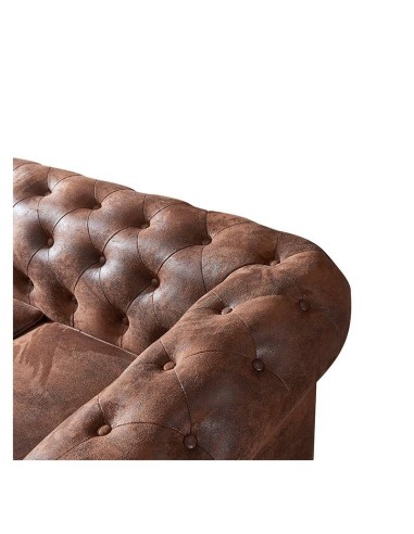 Sofá CHESTER, 2 lugares, couro sintético marrom...