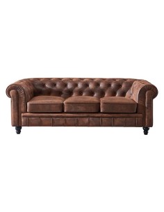 Sofá CHESTER, 3 lugares, couro sintético marrom vintage