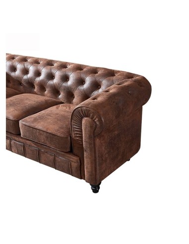 Sofá CHESTER, 3 lugares, couro sintético marrom...