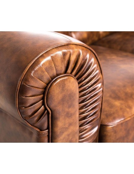 Sofá CHESTER, 3 lugares,  couro sintético de couro velho marrom
