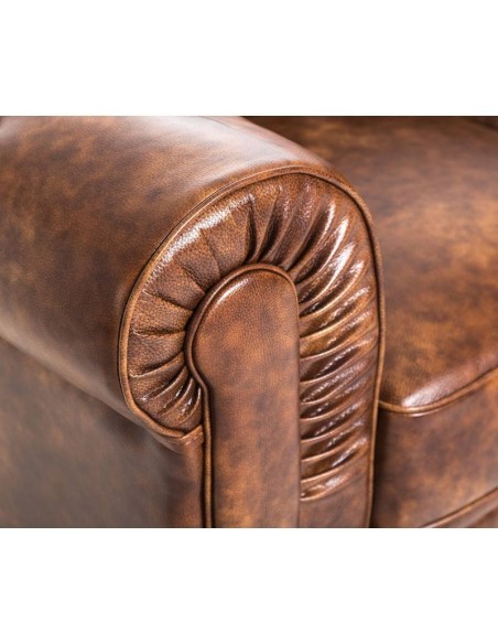 Sofá CHESTER, 2 plazas, similpiel cuero viejo marrón