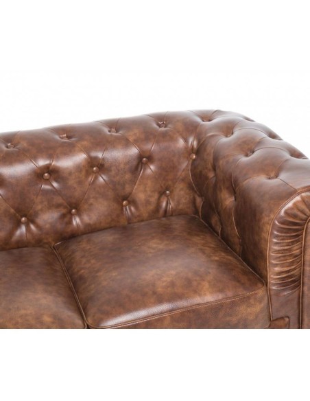 Sofá CHESTER, 2 lugares, pele sintética, marrón velha