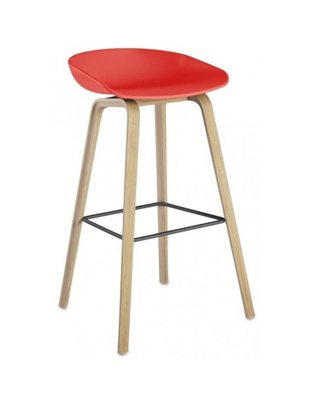 Taburete Welli 75, metal acabado madera, plastico