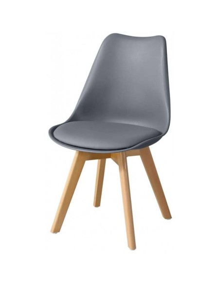 Silla Nórdica Acantha, asiento similpiel, madera y plástico