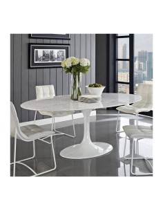 Mesa de jantar oval TUL 180x108 mármore branco, fibra de... 2