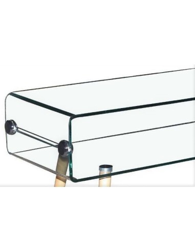 Consola de cristal Roterdam 120x40, madera haya