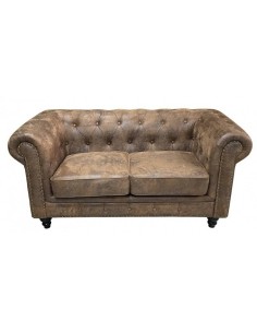 Sofá CHESTER PREMIUM, 2 lugares, couro sintético marrom...