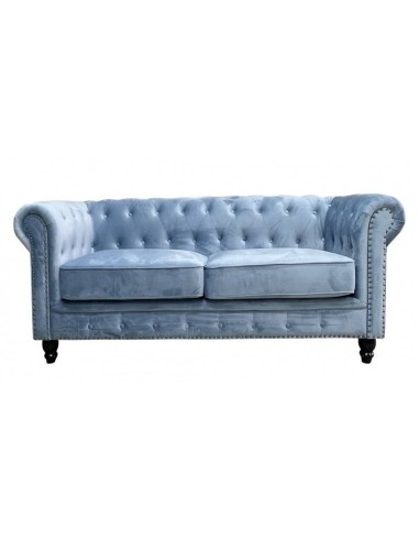 Sofá CHESTER PREMIUM, 2 lugares, estofamento em veludo azul escuro