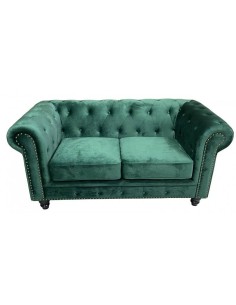 Sofá CHESTER PREMIUM, 2 plazas, tapizado velvet esmeralda