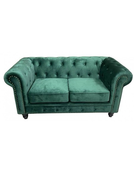 Sofá CHESTER PREMIUM, 2 plazas, tapizado velvet esmeralda