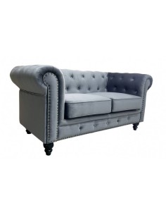 Sofá CHESTER PREMIUM, 2 plazas, tapizado velvet gris 2