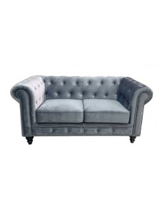 Sofá CHESTER PREMIUM, 2 plazas, tapizado velvet gris