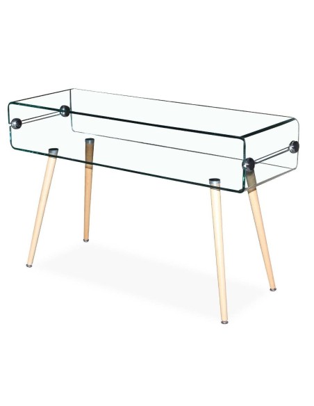 Console de vidro nomenclatura zoológica. 120x40, madeira faia