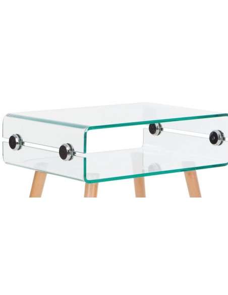 Mesa de café em vidro Roterdão 110x55, madeira de faia