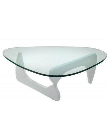 Mesa de centro NOG 130 x 90, cristal 1,9 cm, madera en blanco