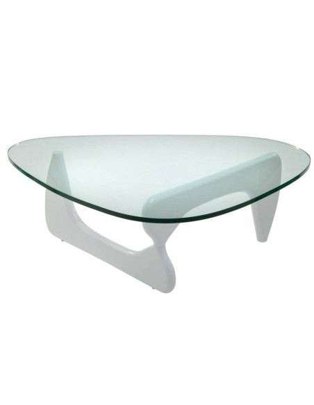 Mesa de centro NOG 130 x 90, cristal 1,9 cm, madera en blanco