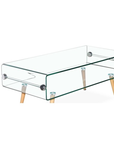 Mesa de centro en cristal Roterdam 110x55, madera de haya