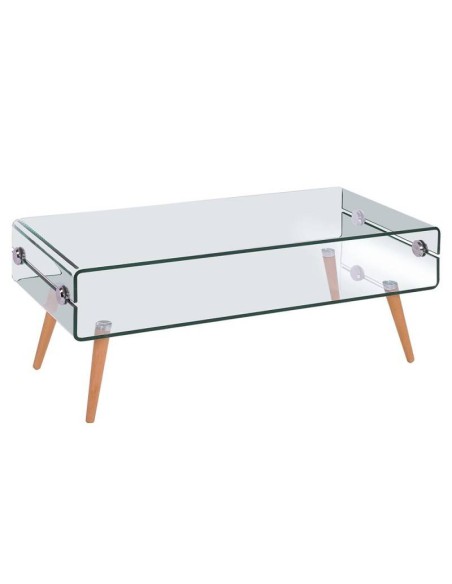 Mesa De Centro En Cristal Roterdam 110x55, Madera De Haya