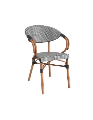 Silla con brazos exterior NERJA, apilable, aluminio, teslin gris negro