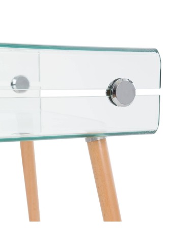 Mesita de cristal Roterdam 55x40, haya natural